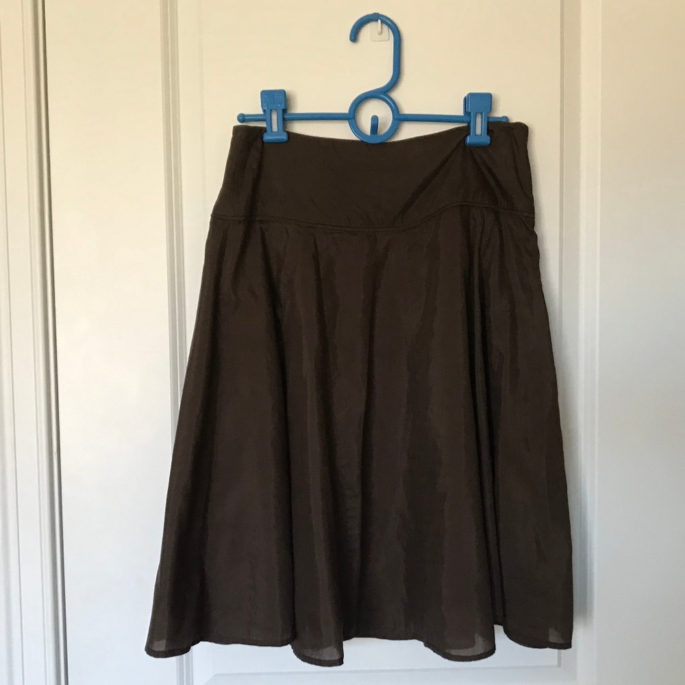 White House Black Market Silk Brown lined skirt-2